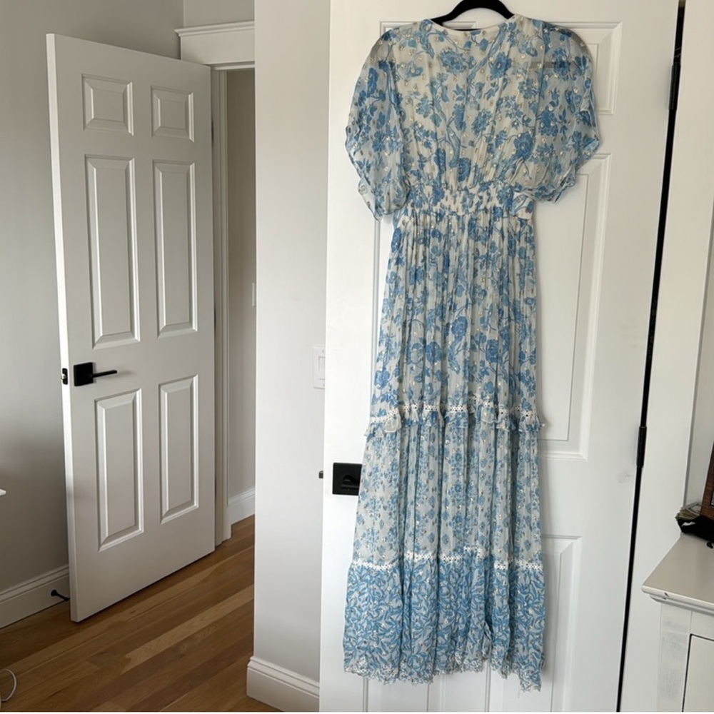 HEMANT & NANDITA Blue and White Maxi Dress - Picture 2 of 3